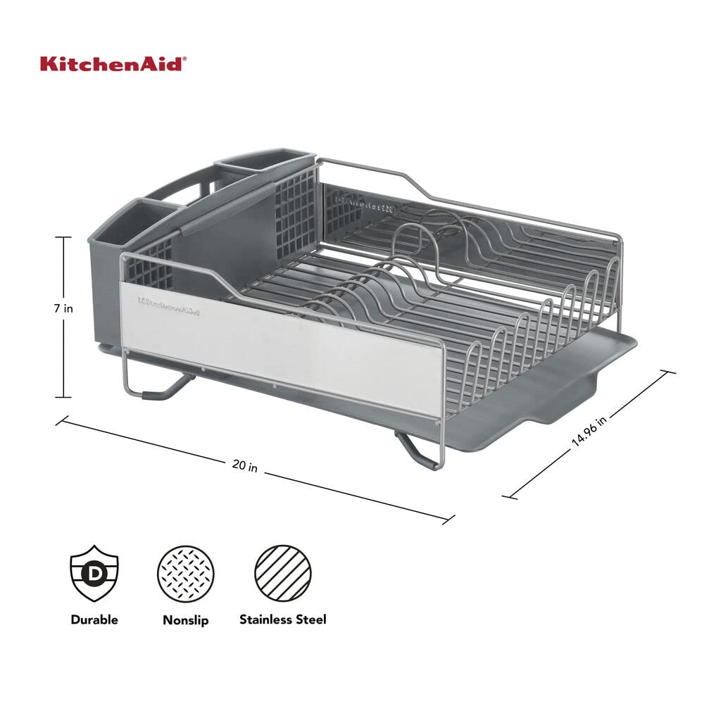 KitchenAid Large Capacity Full Size Rust Resistant Dish Rack with Angl ...