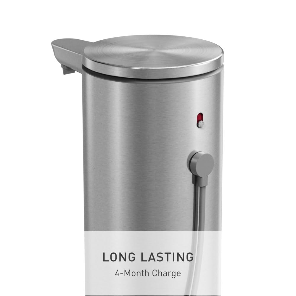 simplehuman Liquid Sensor Pump, 9 oz Automatic Soap Dispenser for Kitchen and Bathroom, Touchless Motion Sensor, Variable Dispense, Rechargeable, No