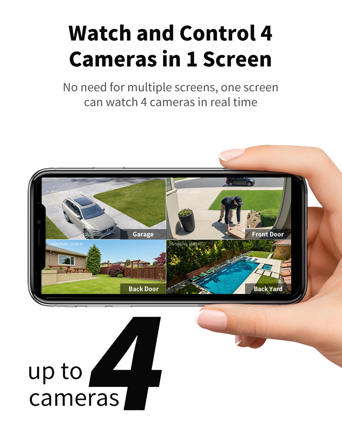 Conico 2-Pack Solar Security Camera System with Base Station, No Monthly Fee, 2K 360° PTZ Wireless Outdoor WiFi Camera, Night Vision
