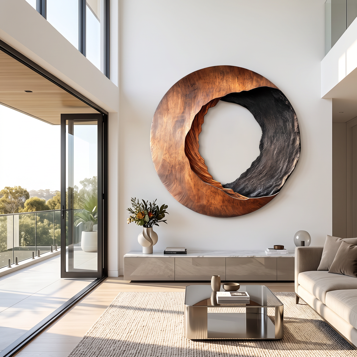 Solid Wood 3D Wave Sculpture Wall Art for Living Room - view 5