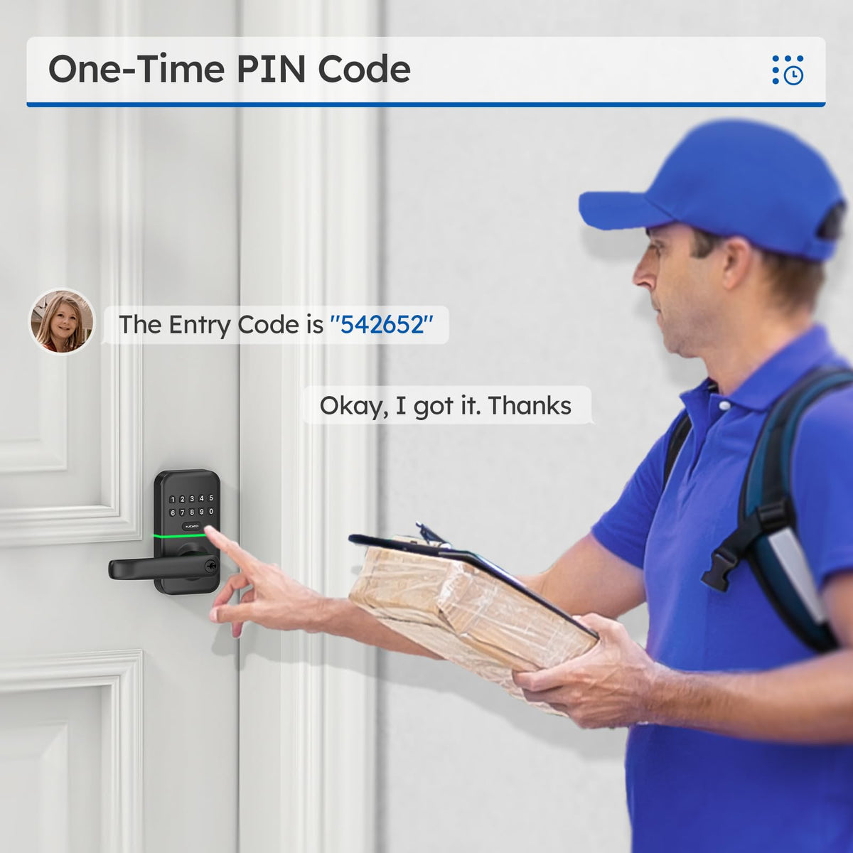 Smart Door Handle Lock with Keypad: Kucacci Keyless Entry Digital Knob for Front Door - Electronic Smart Lock with Keypad - Exterior Code Door Knob