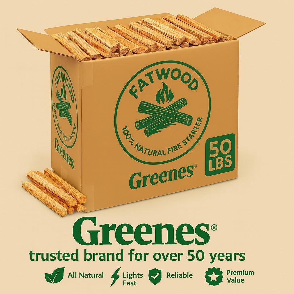 Fatwood Fire Starter – 50 lb Box – 100% Natural Resin Pine Kindling – Chemical-Free All-Weather for Fireplaces, Campfires, Wood Stoves & Grills