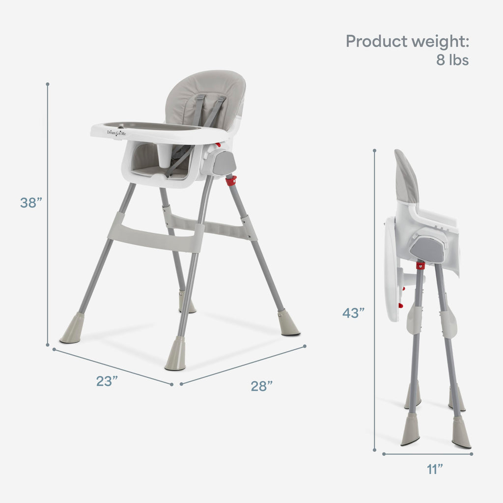 Dream On Me TableTalk 2-in-1 Convertible High Chair, 5-Point Harness, Gray