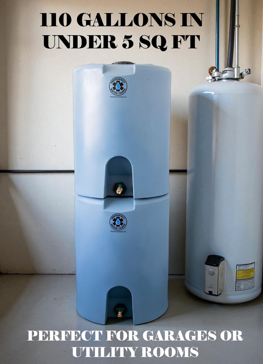 55 Gallon Stackable Emergency Water Storage Tank – Food Grade BPA-Free ...