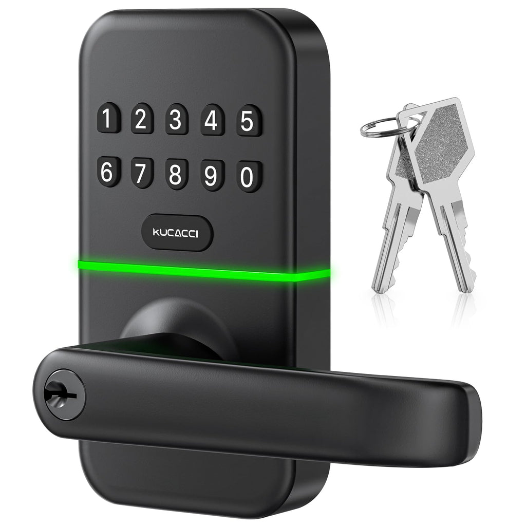 Smart Door Handle Lock with Keypad: Kucacci Keyless Entry Digital Knob for Front Door - Electronic Smart Lock with Keypad - Exterior Code Door Knob