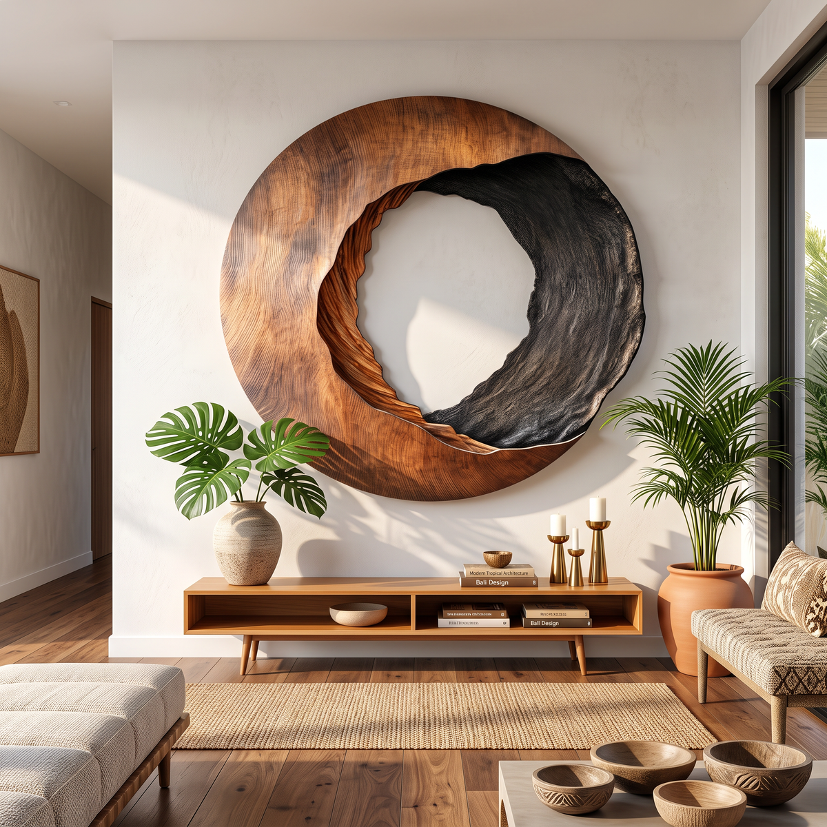 Solid Wood 3D Wave Sculpture Wall Art for Living Room - view 2