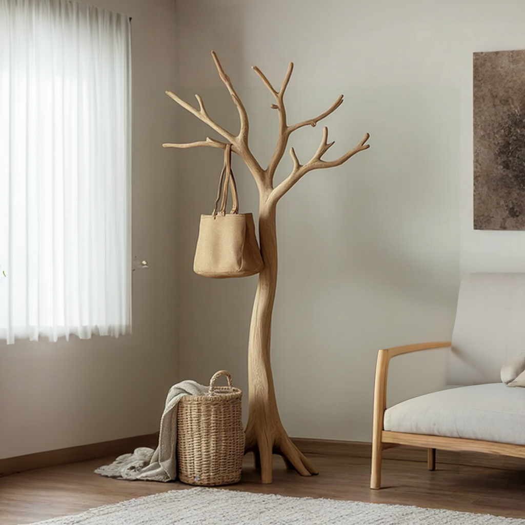 Driftwood Branch Wall-Mounted Coat Rack in Solid Wood