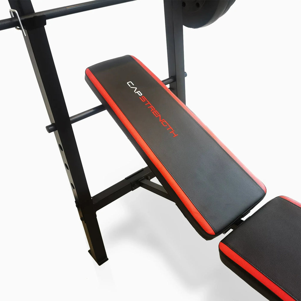 Adjustable Standard Weight Bench With Rack, Leg Extension And 90 lb We ...