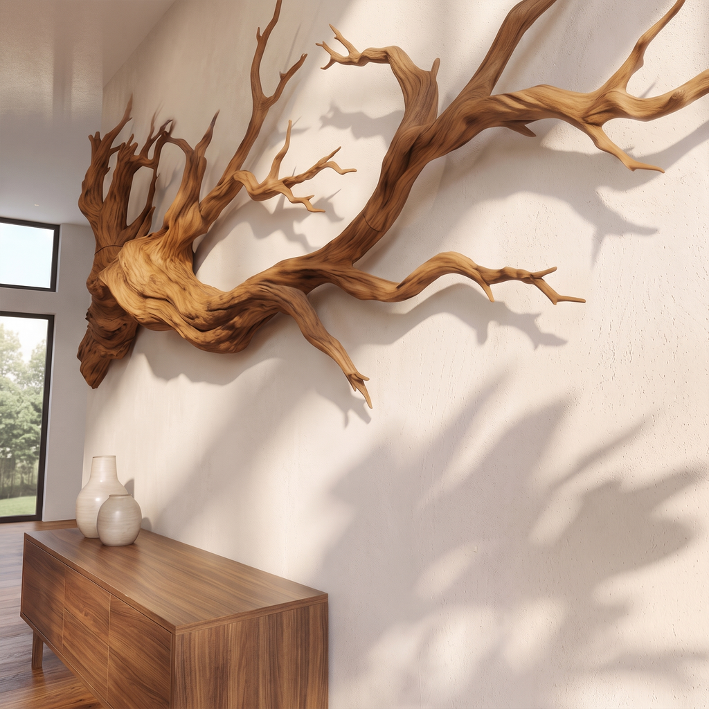 Abstract Tree Root Solid Wood Wall Sculpture, 3D Wall Art - view 7