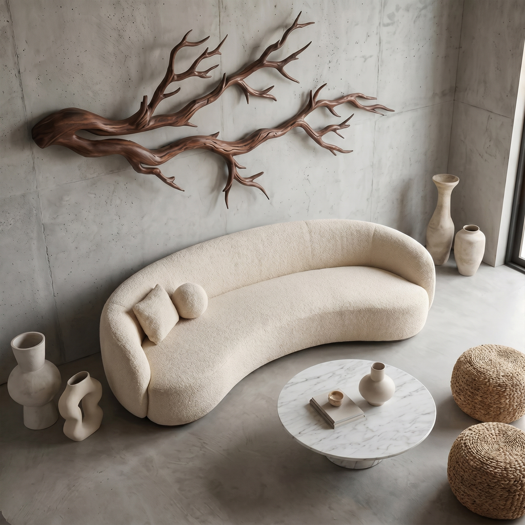 Twisted Tree Root Solid Wood Wall Sculpture, Organic Modern - view 3