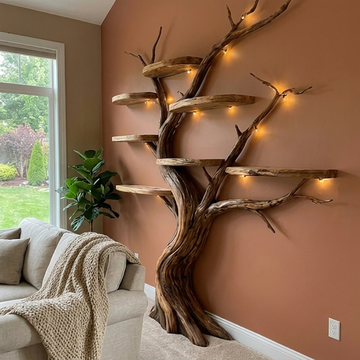 Tree Branch Floating Bookshelf Wall Display for Living Room - view 3
