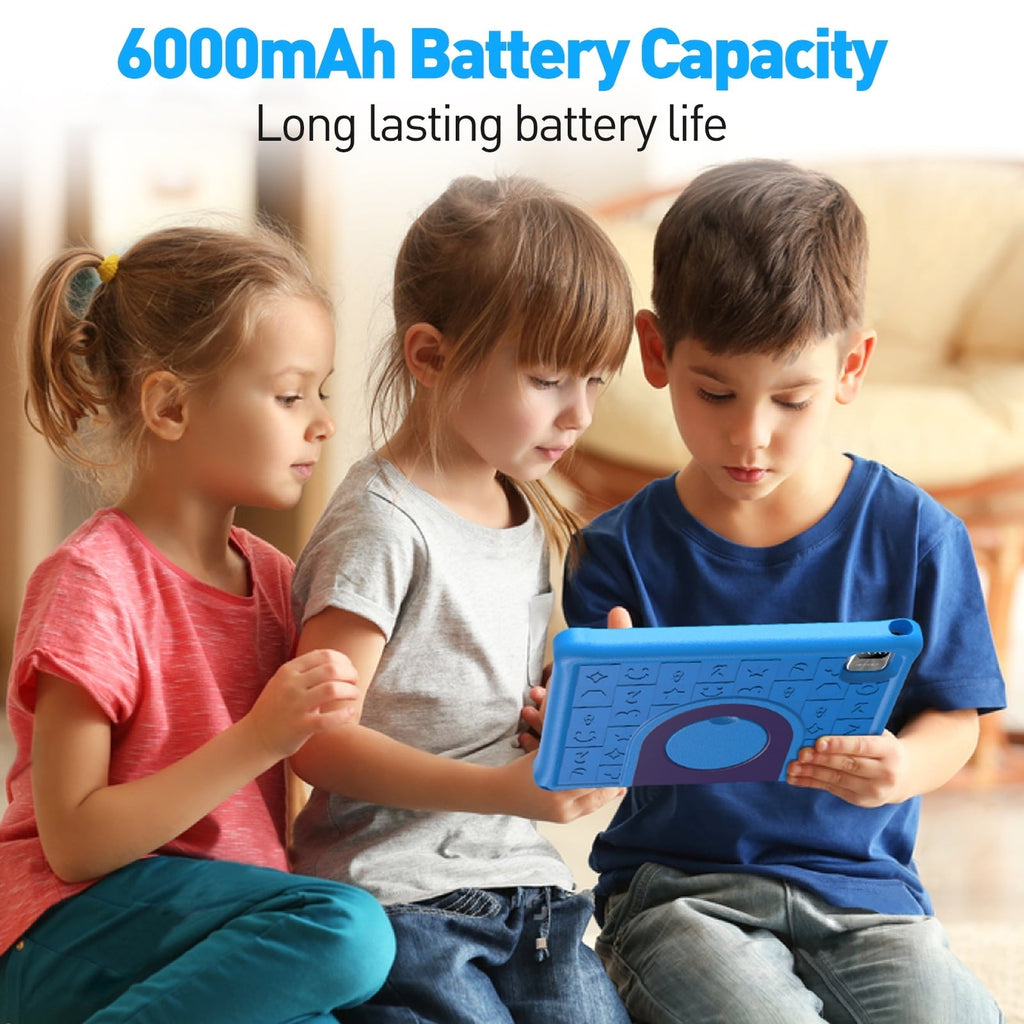 Android 16 Kids Tablet 10.1 inch with Case, 3GB RAM 64GB, IPS Touch Screen, Quad-Core,1280x800 | Wi-Fi6 | 6000mAh | Google Certified(Blue)