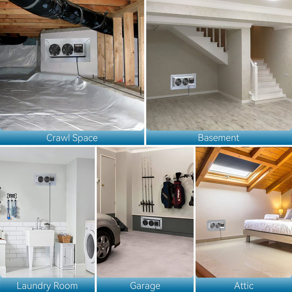 CADPXS Crawlspace Ventilation Fan, Crawlspace Fan Vent with Humidistat