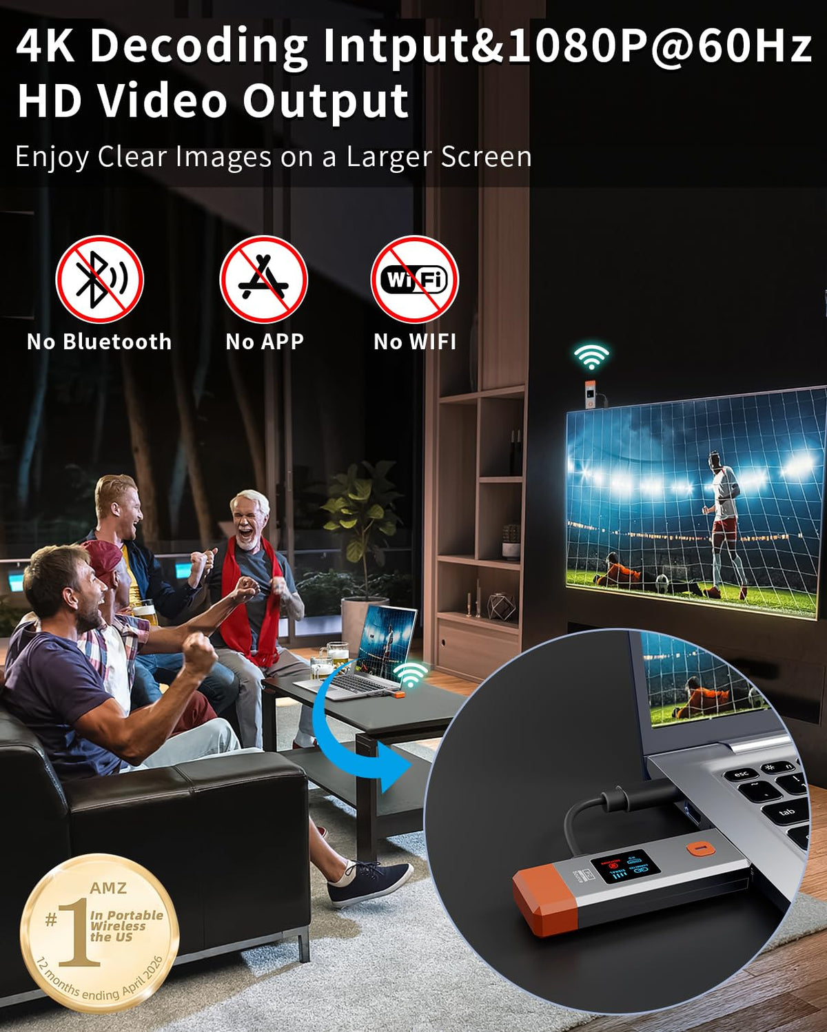 Wireless HDMI Transmitter and Receiver 328ft/100m Extender 1080P Output