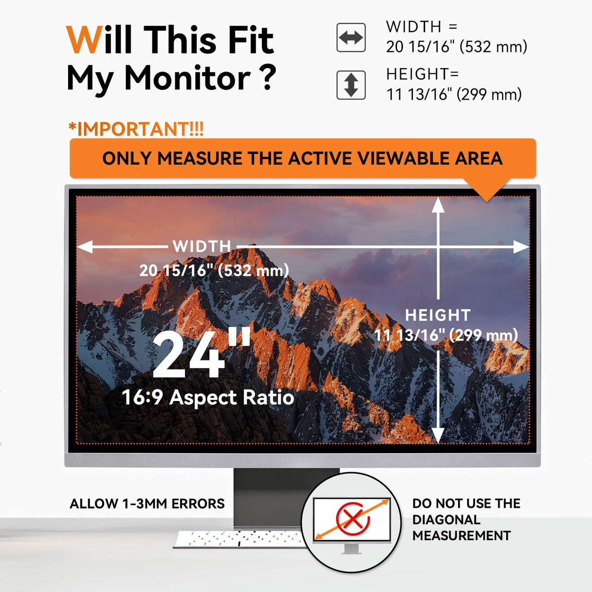 [2 Pack] 24 Inch Computer Privacy Screen Filter for 16:9 Widescreen Monitor