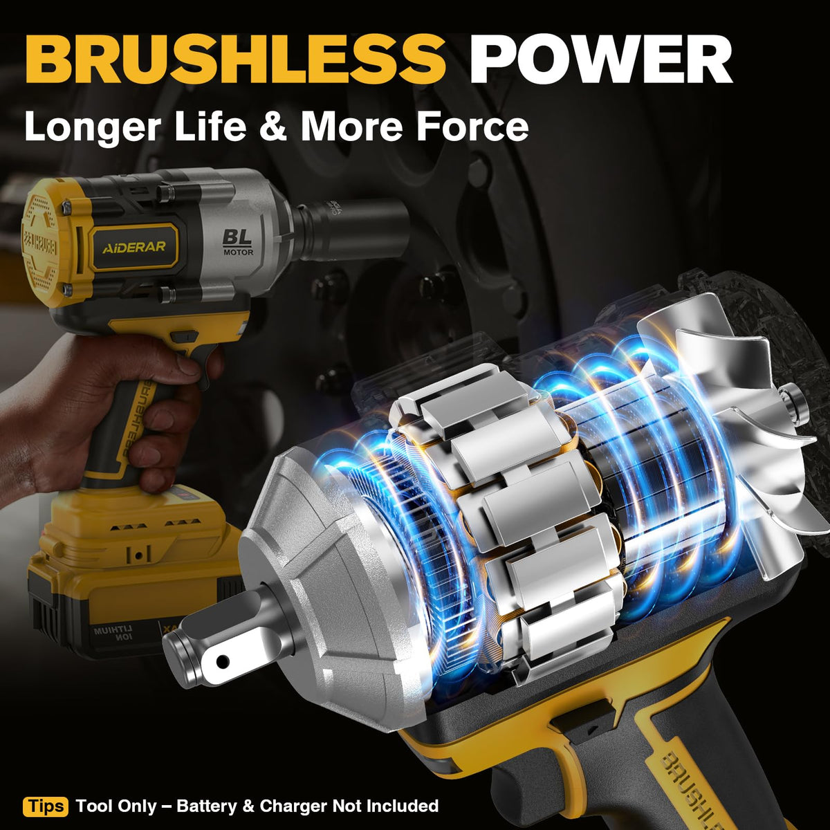 20V Cordless Impact Wrench for DeWalt Battery 1500Nm (1106 Ft-Lbs)