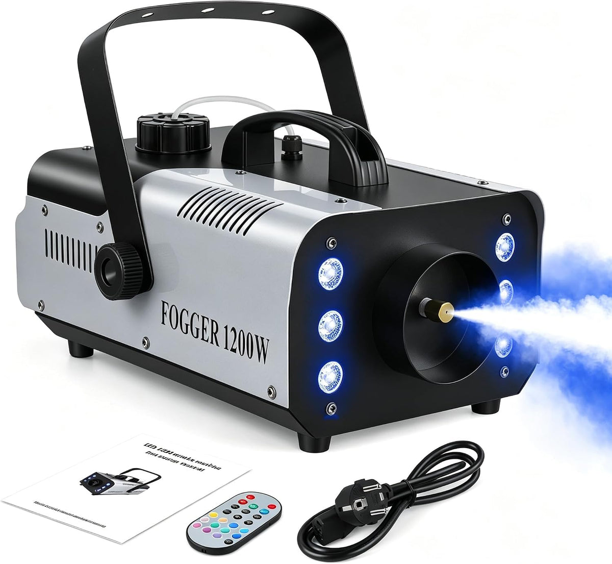 1200W Fog Machine, Halloween Smoke Machine with 14 Color Lights Effect
