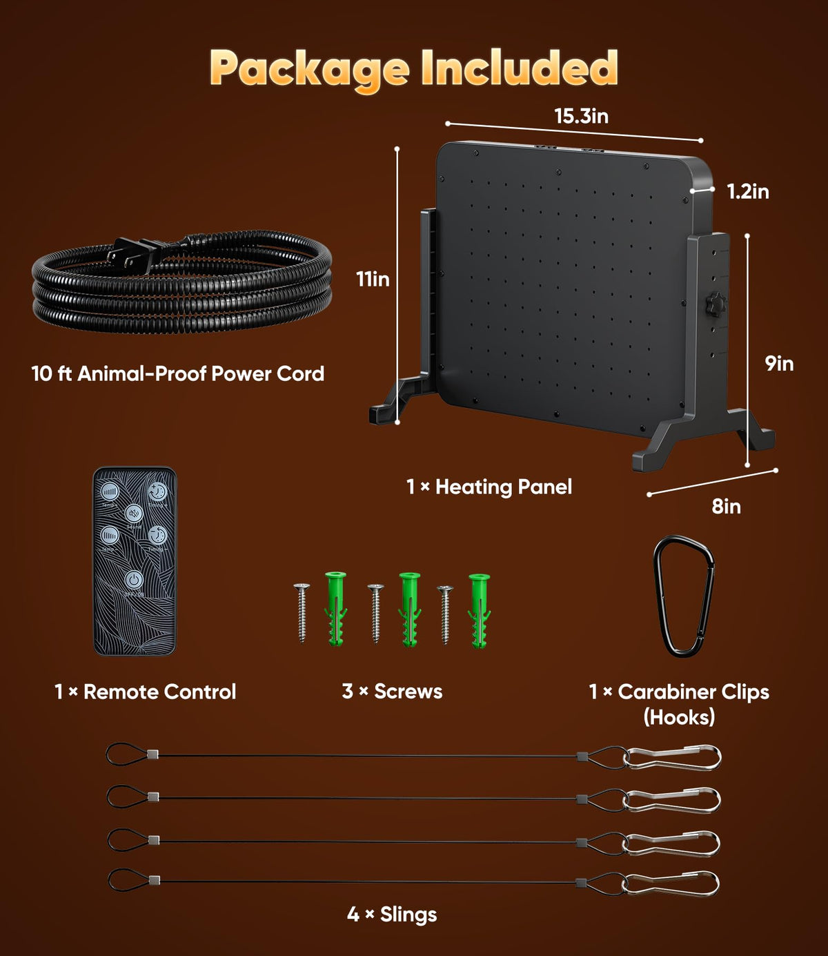 Smart Chicken Coop Heater, 200W Radiant Heat Panel, Adjustable Temp & Timer