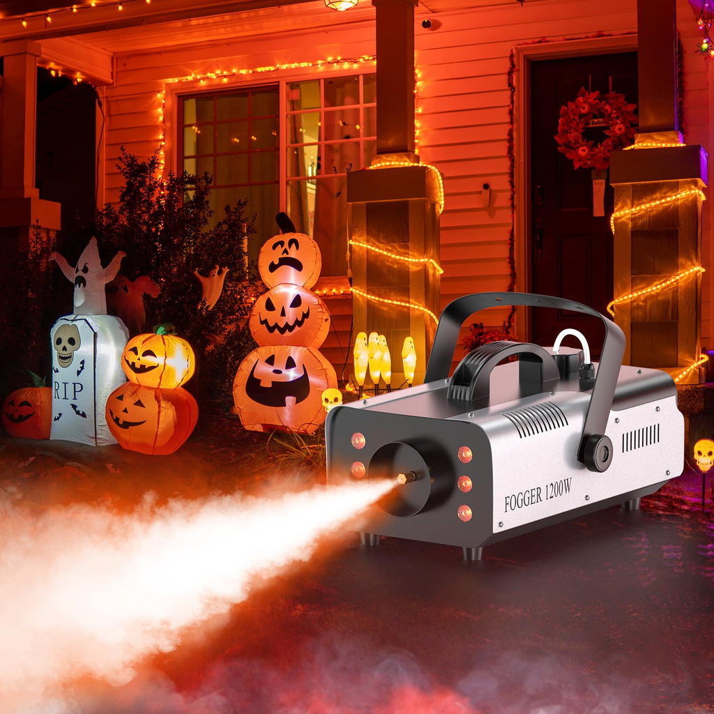 1200W Fog Machine, Halloween Smoke Machine with 14 Color Lights Effect