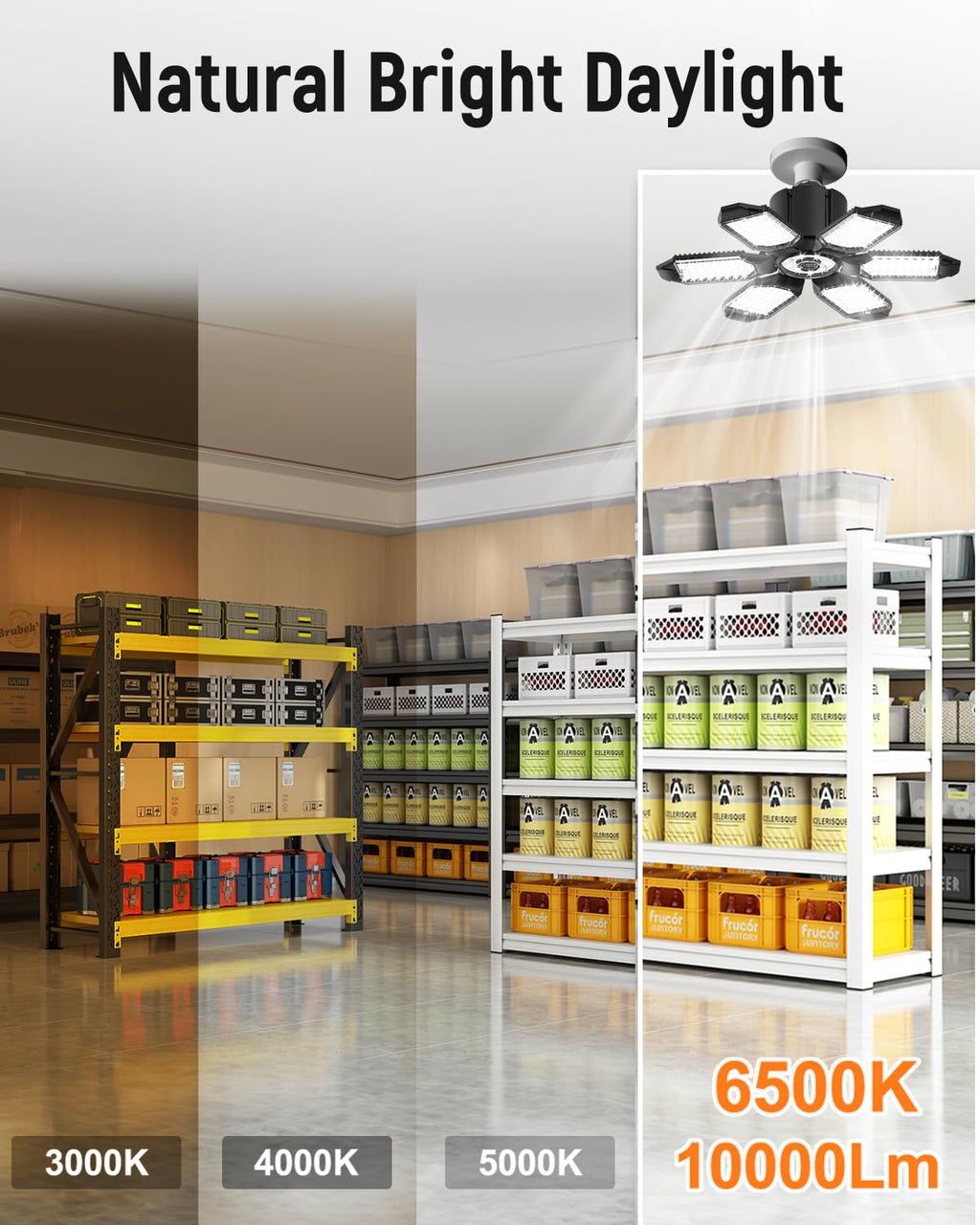LED Garage Light 2 Pack, LED Garage Ceiling Lights 20000LM 6500K