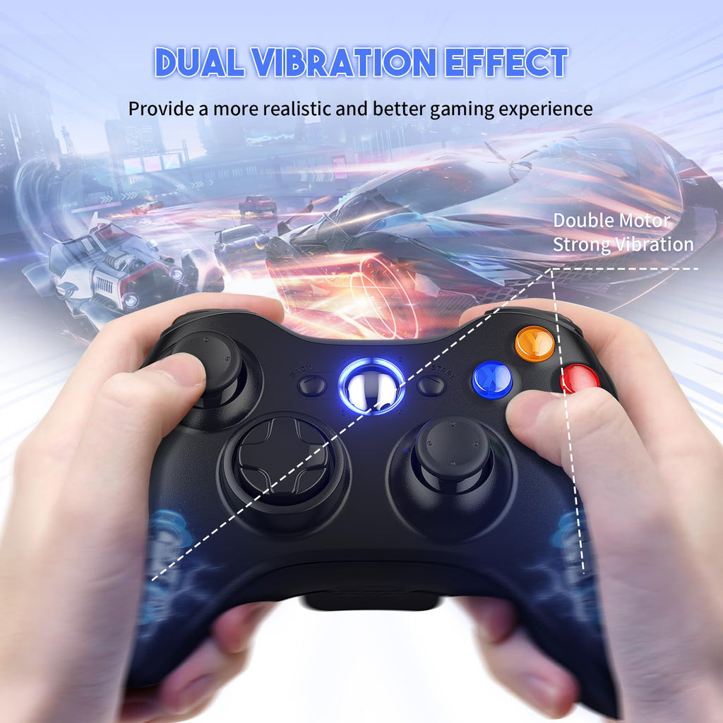 Gamrombo 2 Pack Replacement for Xbox 360 Controller, Wireless Controllers Gamepad Upgraded Joystick Compatible with 360 & Slim, Windows 11/10/8/7 PC