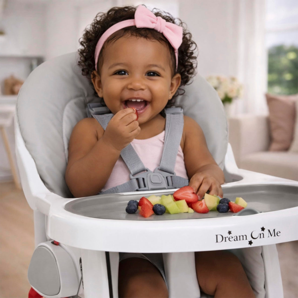 Dream On Me TableTalk 2-in-1 Convertible High Chair, 5-Point Harness, Gray