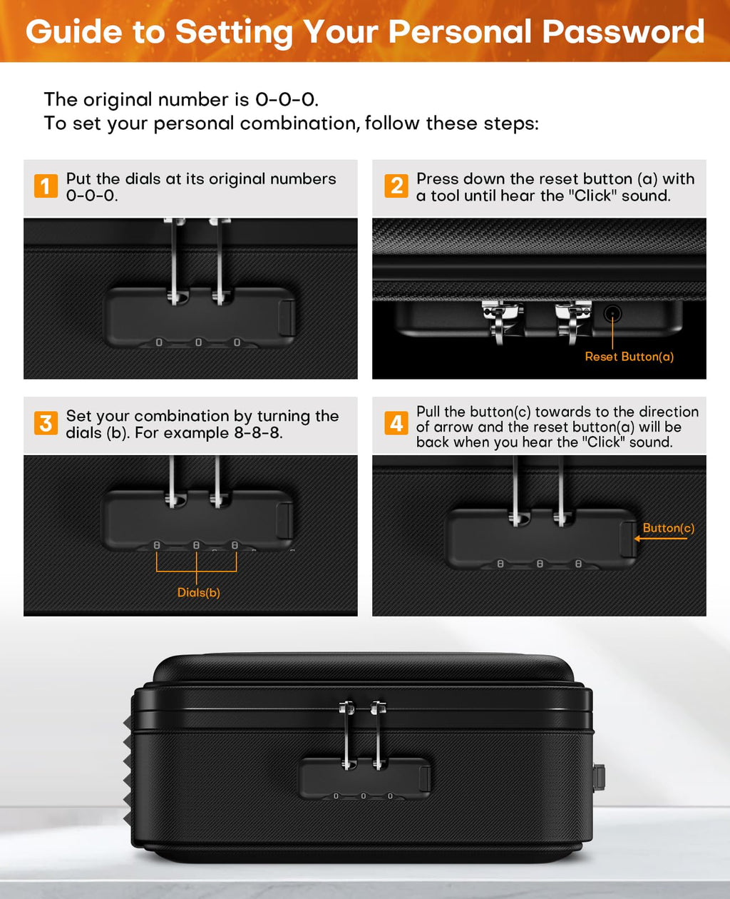 Fireproof Document Box with Lock, Hard Case Safe Box Water Resistant Document Organizer for Important Documents, Passports, Certificates & Cash