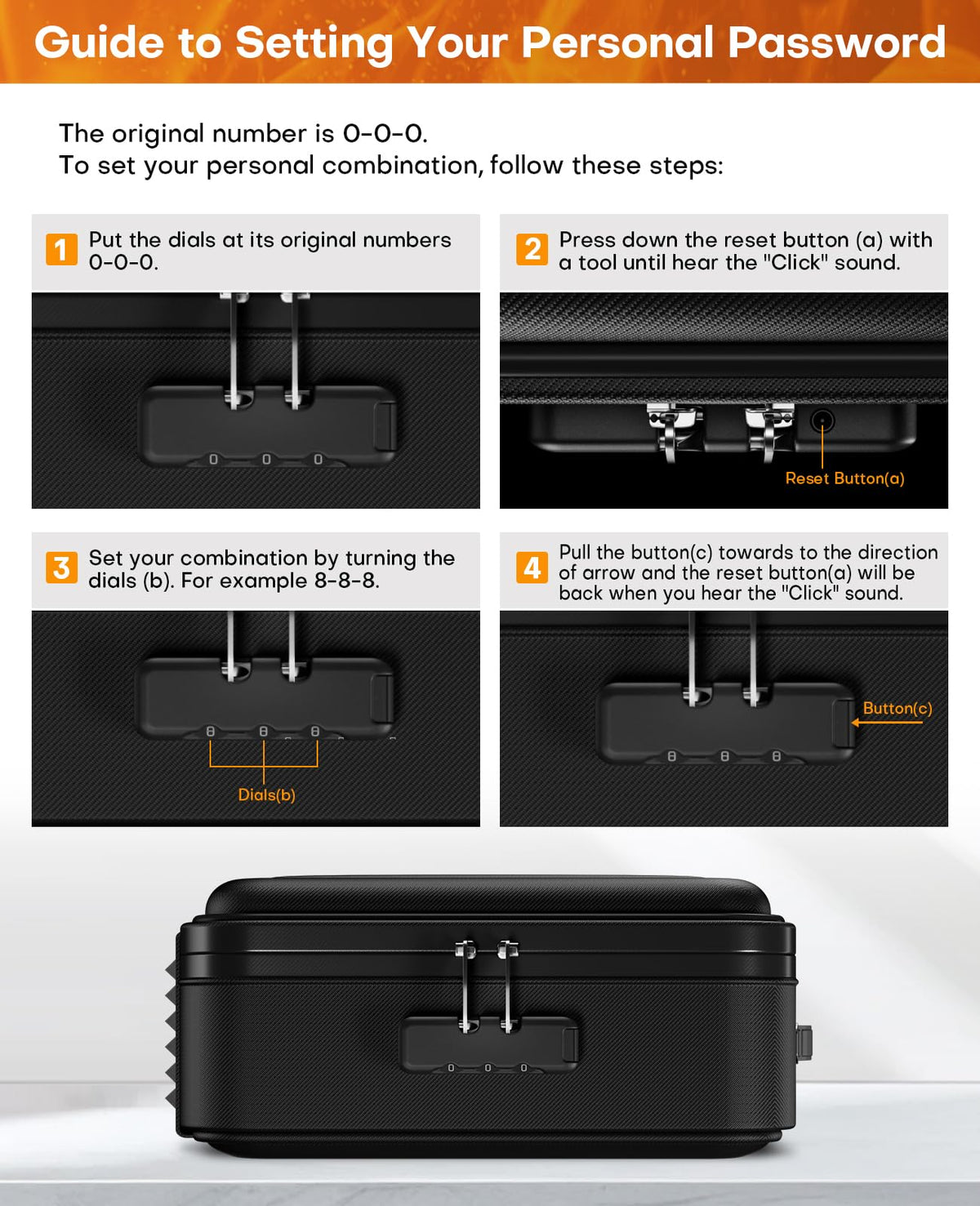 Fireproof Document Box with Lock, Hard Case Safe Box Water Resistant Document Organizer for Important Documents, Passports, Certificates & Cash