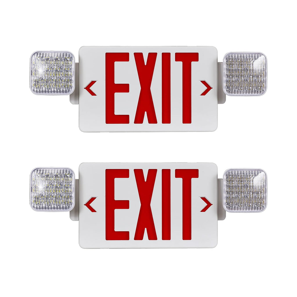 Red LED Exit Sign Emergency Light Combo, UL Listed Battery Backup