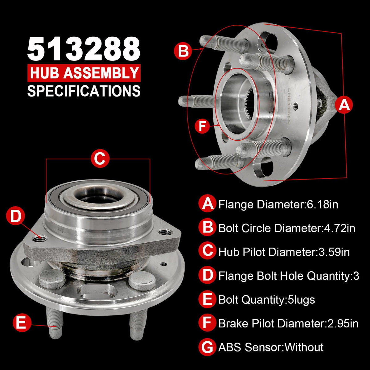 Pair 513288 Front or Rear Wheel Bearing Hub Assembly Compatible with Chevy Malibu 2013-2015 Impala 14-17 20, for Cadillac CTS XTS 13-17, for Buick