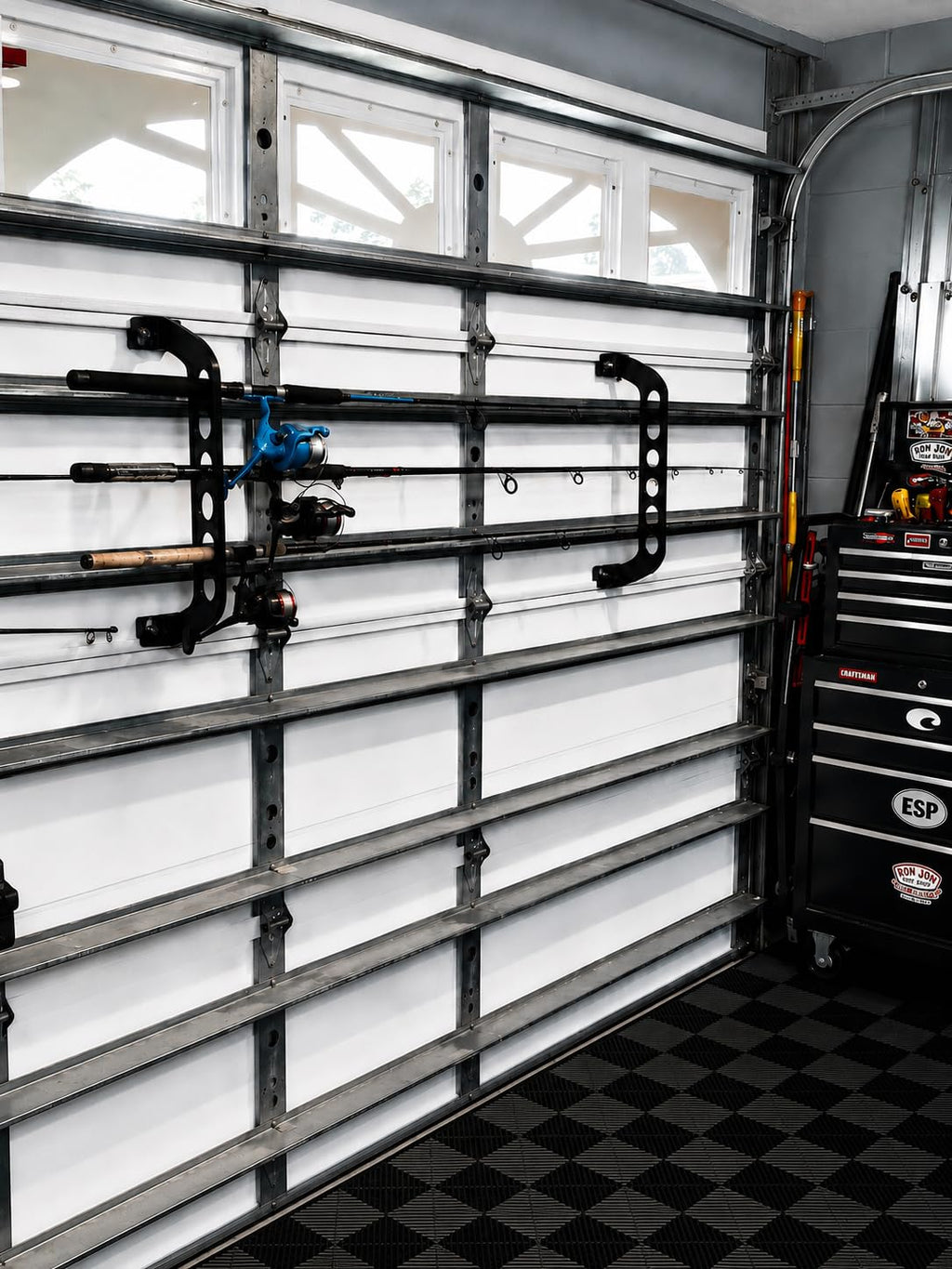 Cobra Storage Garage Door Storage Rack - 21" Black ABS Plastic Fishing Rod Holder - Ultimate Garage Organization for Fishing Gear and Equipment