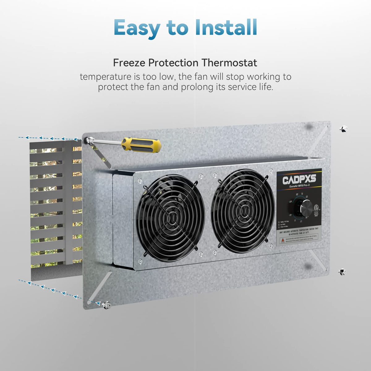CADPXS Crawlspace Ventilation Fan, Crawlspace Fan Vent with Humidistat