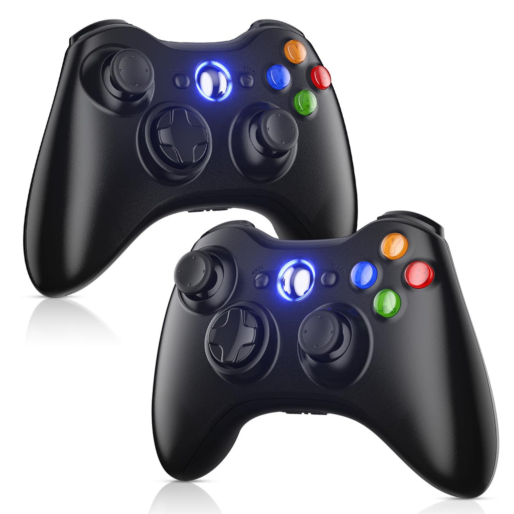 Gamrombo 2 Pack Replacement for Xbox 360 Controller, Wireless Controllers Gamepad Upgraded Joystick Compatible with 360 & Slim, Windows 11/10/8/7 PC