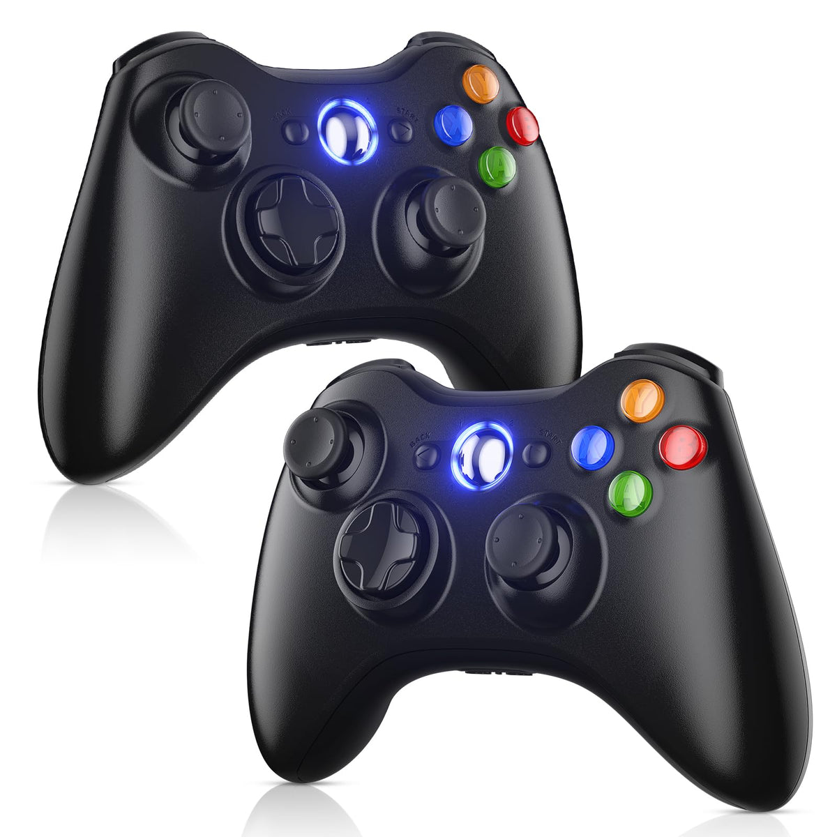 Gamrombo 2 Pack Replacement for Xbox 360 Controller, Wireless Controllers Gamepad Upgraded Joystick Compatible with 360 & Slim, Windows 11/10/8/7 PC