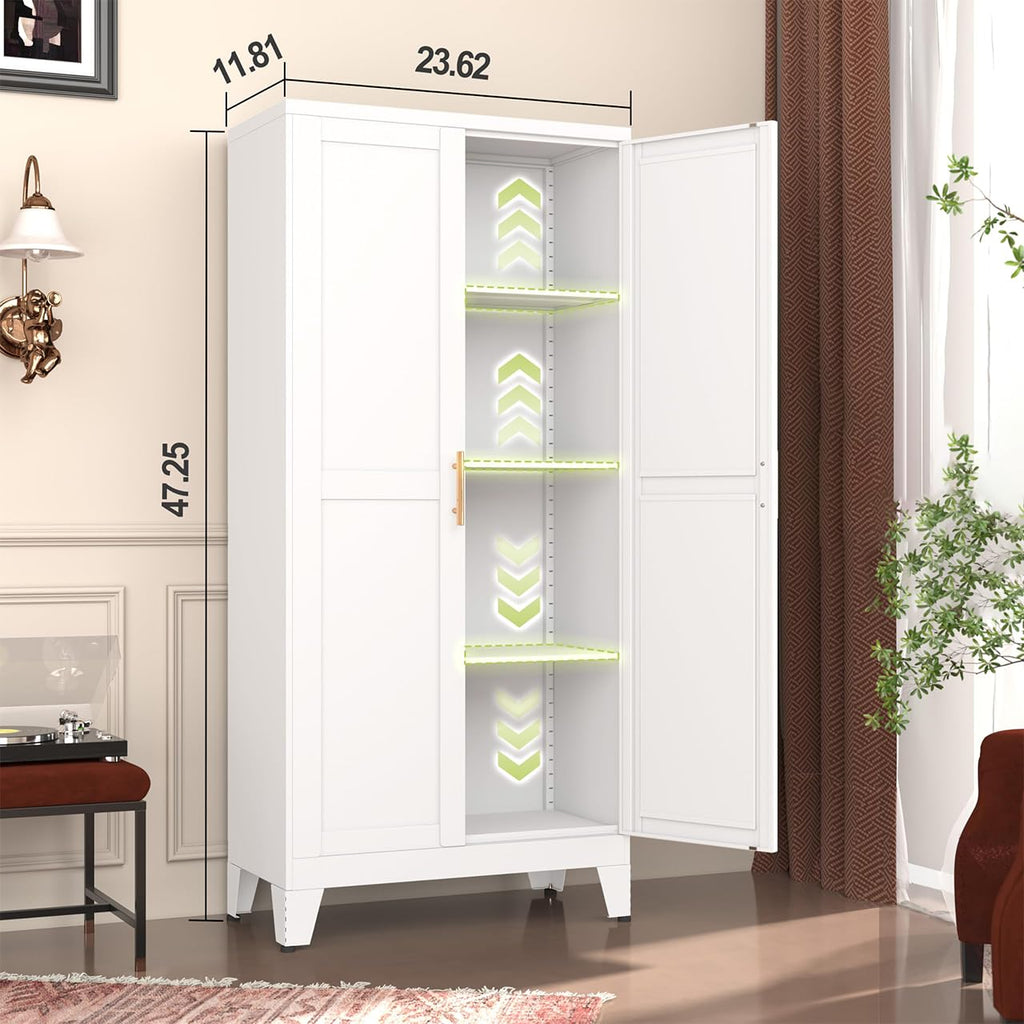 Metal Pantry Cabinet, Kitchen Pantry Storage Cabinets with 2 Door