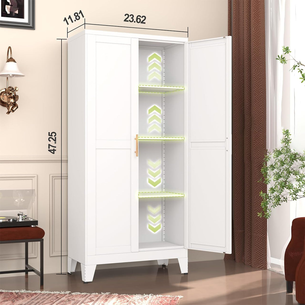 Metal Pantry Cabinet, Kitchen Pantry Storage Cabinets with 2 Door