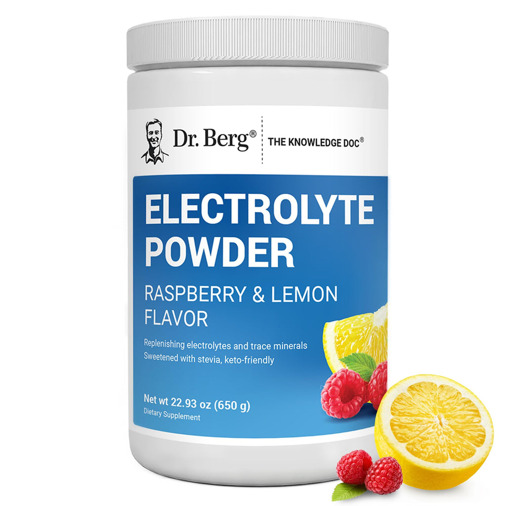Dr. Berg Zero Sugar Hydration Keto Electrolyte Powder - Enhanced w/ 1000 mg of Potassium & Real Pink Himalayan Salt (NOT Table Salt) - Raspberry &