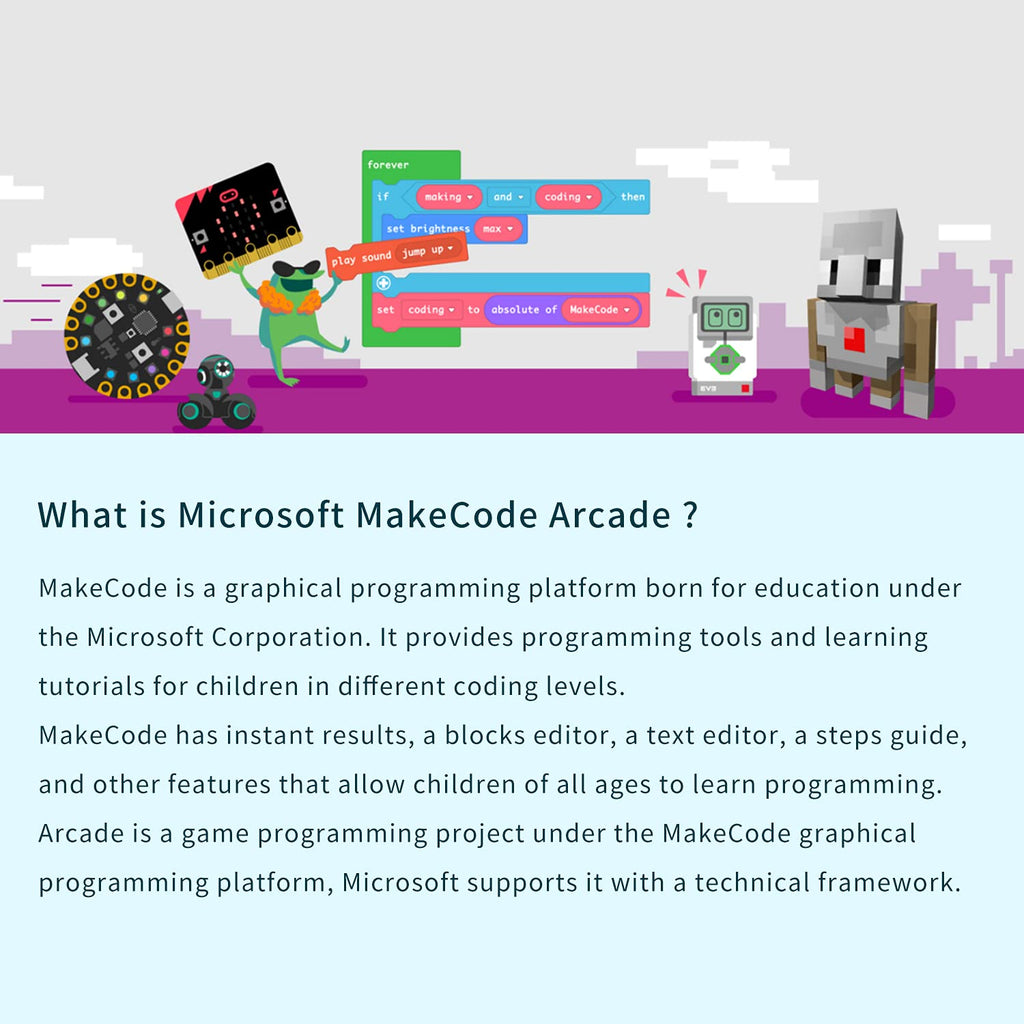 ELECFREAKS Retro Coding Arcade for Microsoft Makecode DIY Programmable Handheld Game Console Suitable for STEM Education, Game Programming Learning