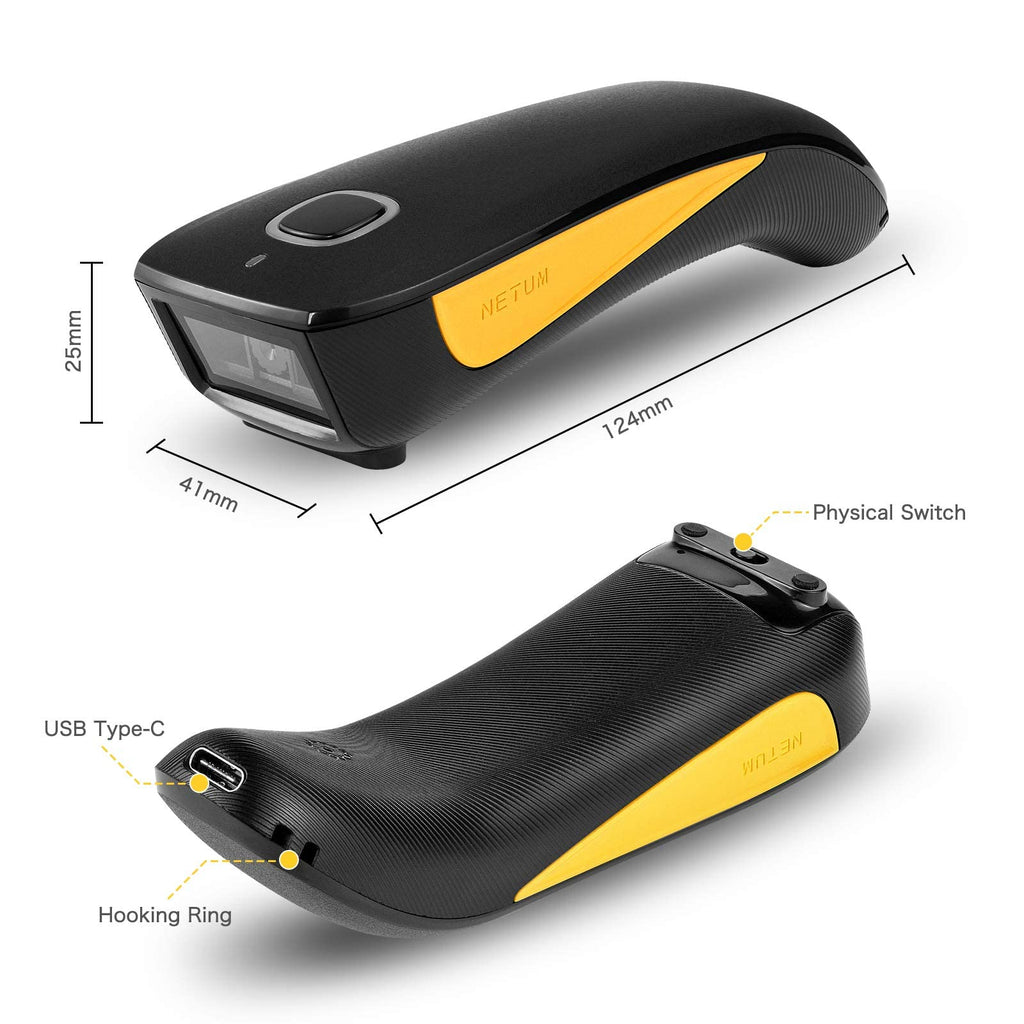 NETUM Mini Barcode Scanner Bluetooth Compatible, Portable Bar Code Reader