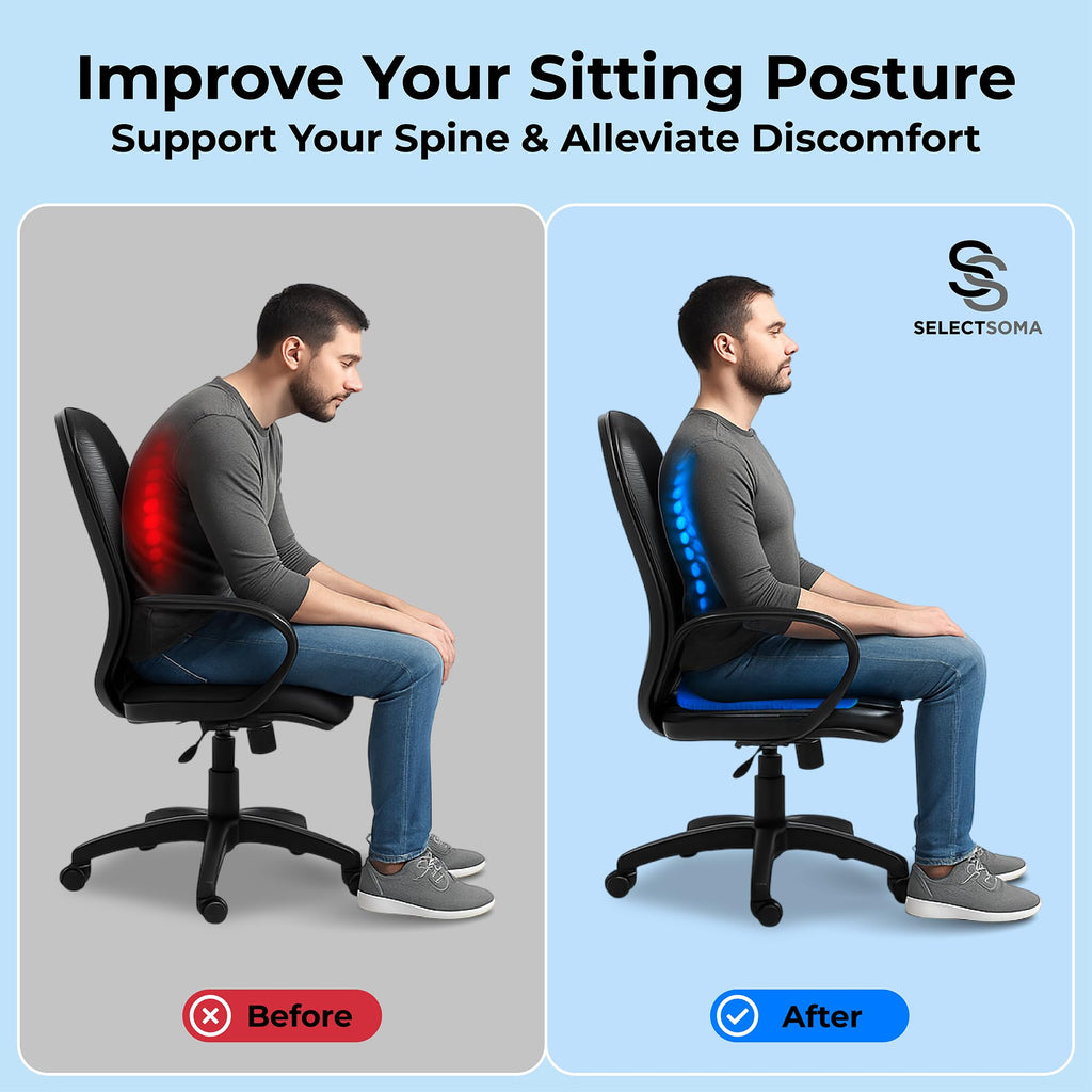 Gel Seat Cushion for Long Sitting, Pressure Relief for Tailbone and Back