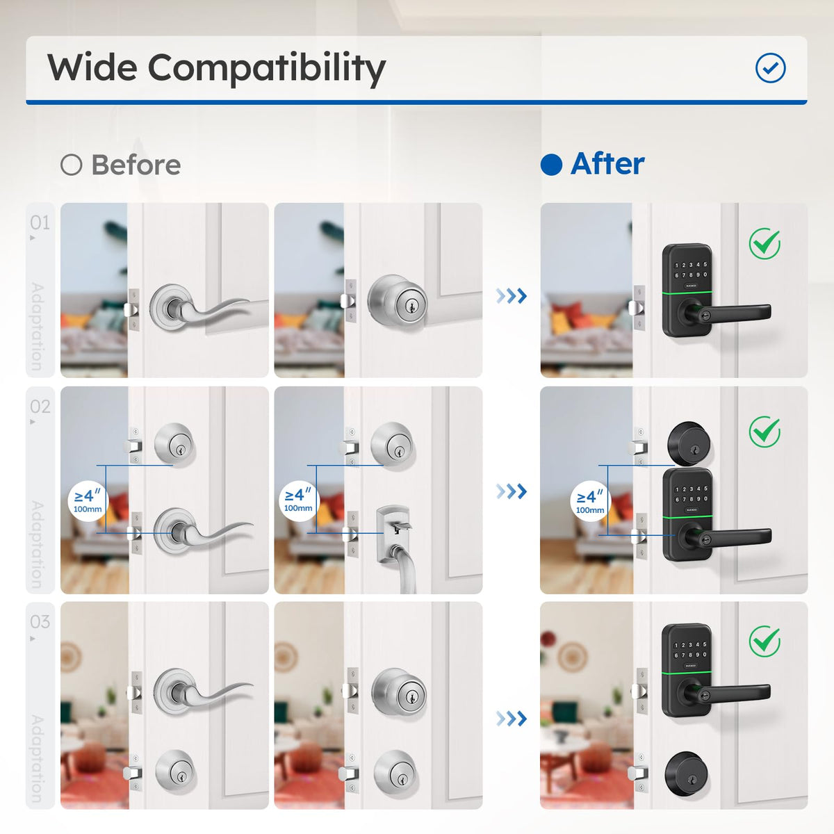 Smart Door Handle Lock with Keypad: Kucacci Keyless Entry Digital Knob for Front Door - Electronic Smart Lock with Keypad - Exterior Code Door Knob