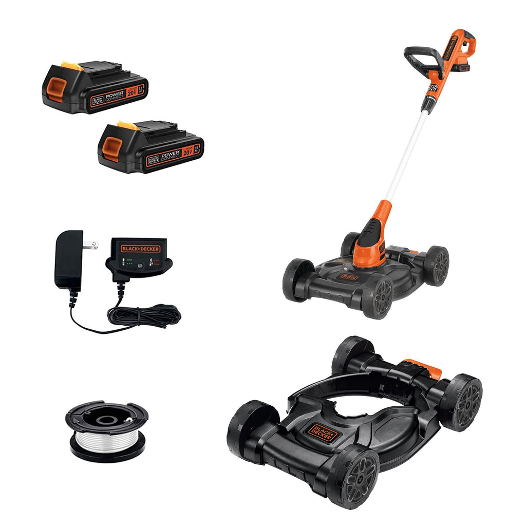 BLACK+DECKER Weed Eater, Lawn Edger and Cordless Lawn Mower 3 in 1 Combo, Includes (2) Batteries, Charger, 12 Inch Battery Powered String Trimmer and