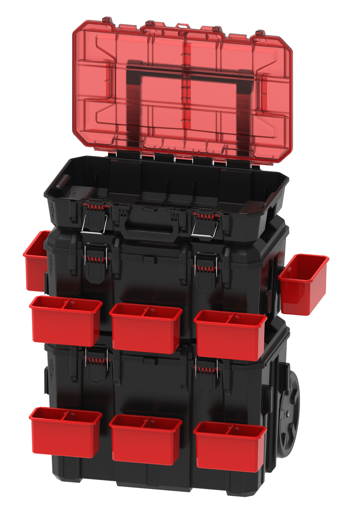 Hyper Tough Hyper Stack 3-Piece Modular Rolling Toolbox System, Black