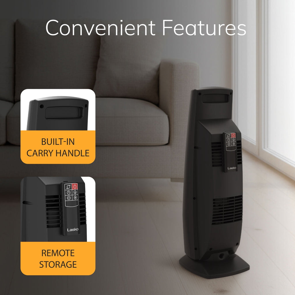 Lasko CT22850 Black 1500W 3 Speed, Oscillating, Remote, Timer Ceramic Tower Space Heater
