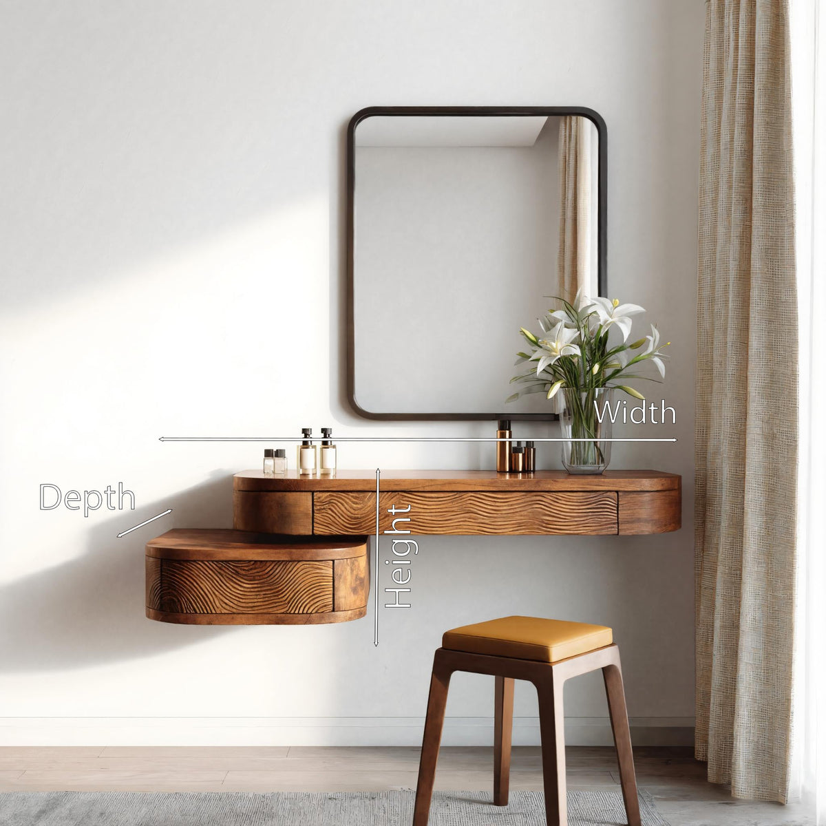 Floating Wall Mounted Vanity Table with Drawers for Bedroom - view 6