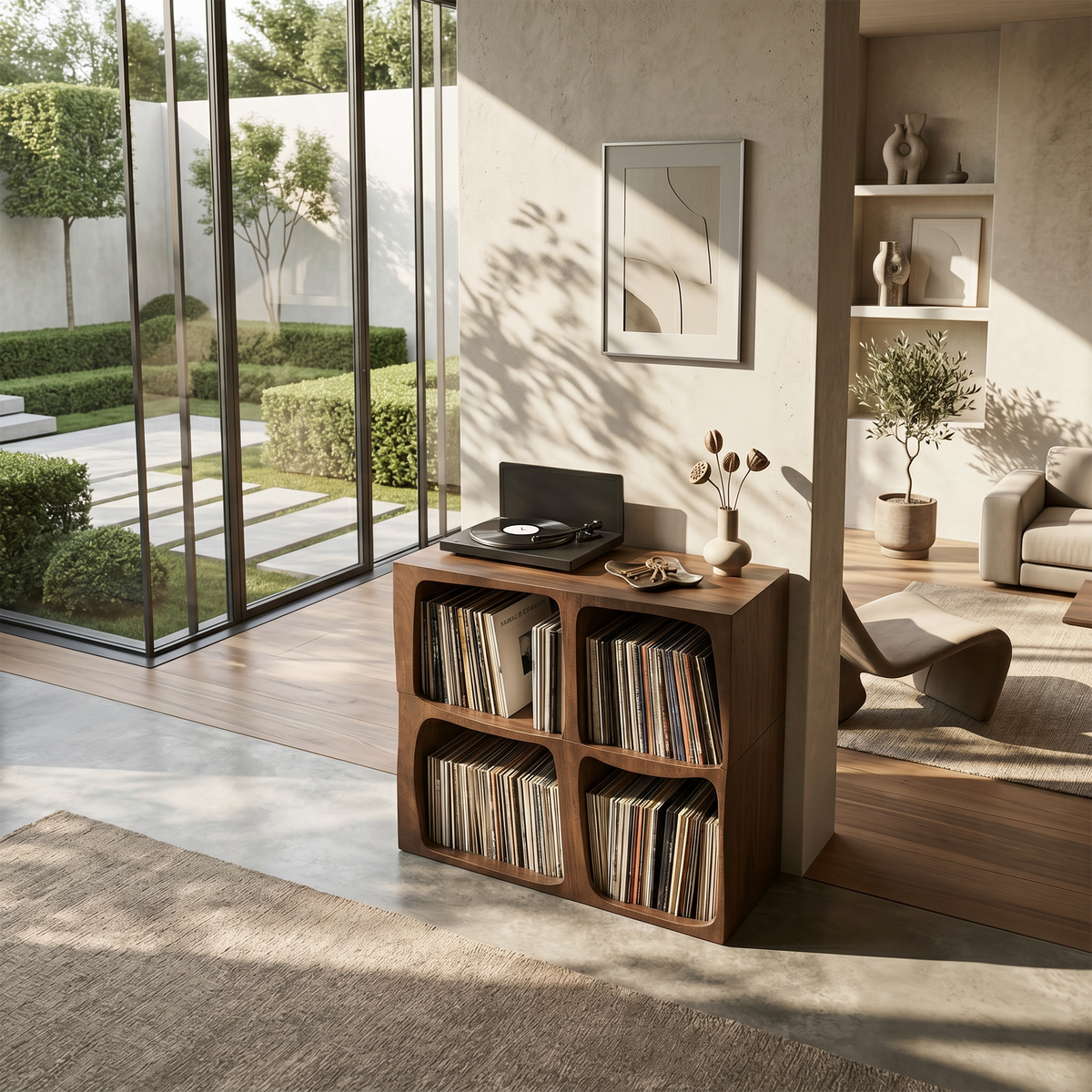 Mid-Century Live Edge Solid Wood Record Player Stand - view 2