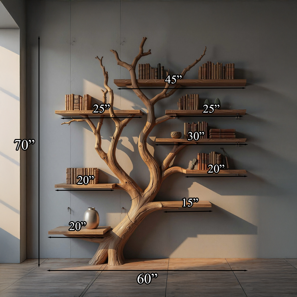 Real Tree Branch Wall Shelf with Floating Boards - view 6