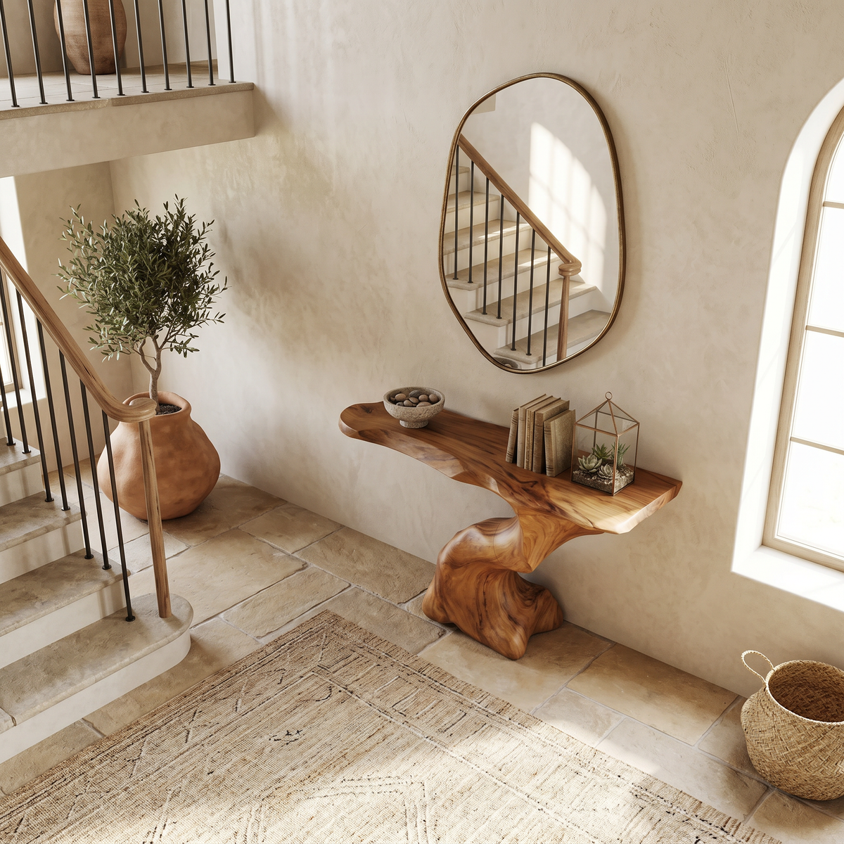 Rustic Solid Wood Entryway Console Table with Narrow Profile - view 2