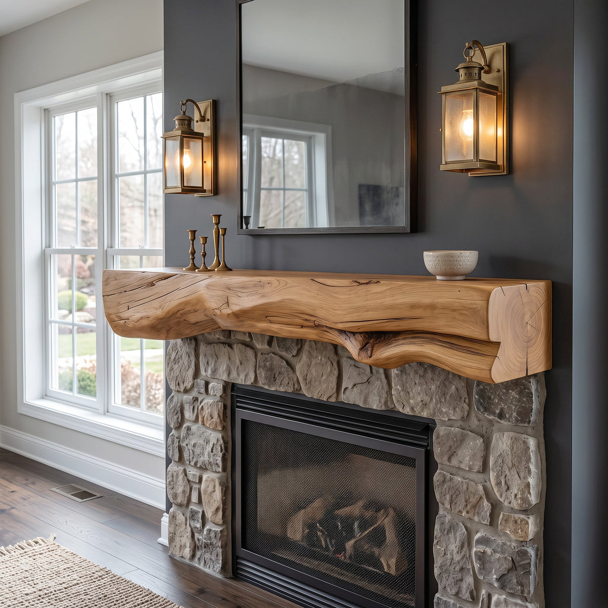 Live Edge Solid Wood Mantel Shelf for Fireplace or Entryway - view 2