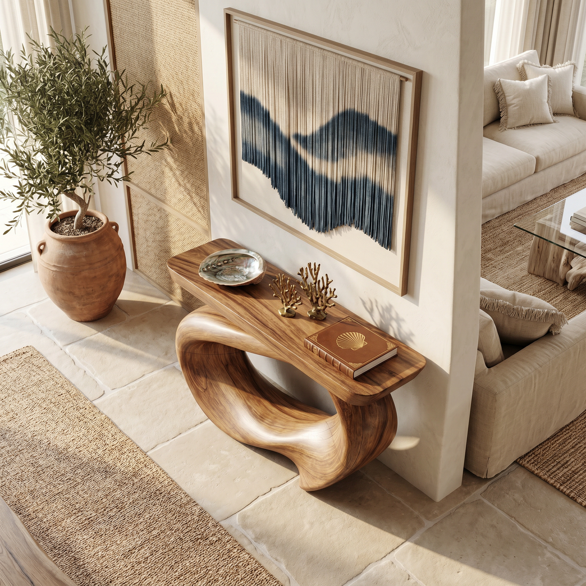 Rustic Live Edge Solid Wood Console Table for Entryway - view 2